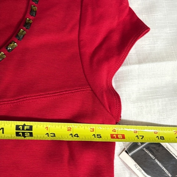 (T6)INC INTERNATIONAL CONCEPTS Women's Sparkly Red Midi Dress with Rhinestones,M - Picture 8 of 11